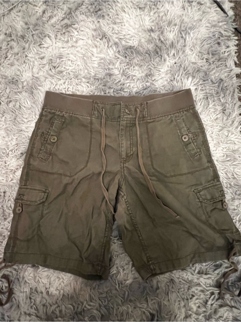 Faded Glory Olive Green Cargo Drawstring Shorts
